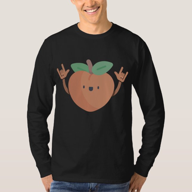 T-shirt Dancing Peach Funky Summer Fruit Lover Dance Vegan (Devant)