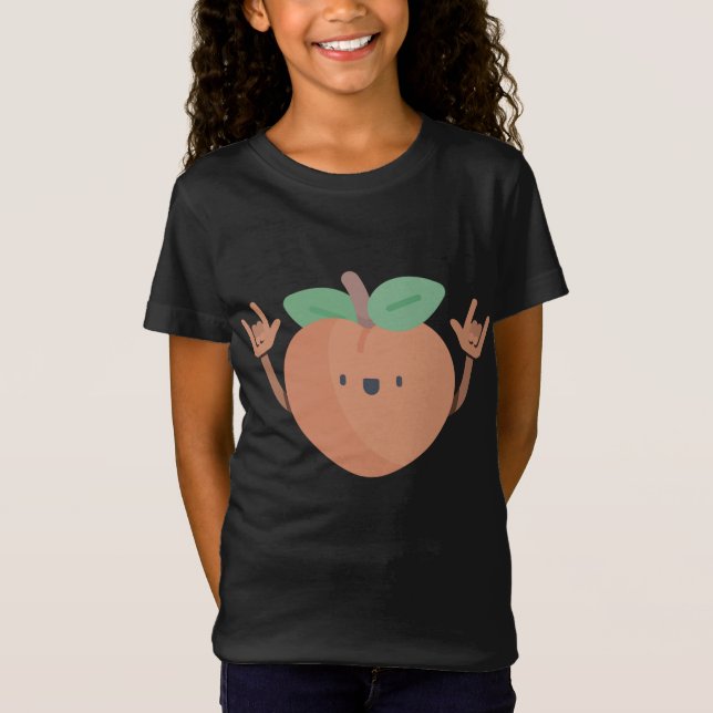 T-Shirt Dancing Peach Funky Summer Fruit Lover Dance Vegan (Devant)