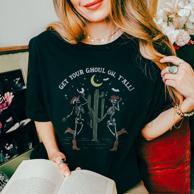 T-shirt Dancing Skeleton Boot Scooter Western Halloween (Créateur téléchargé)