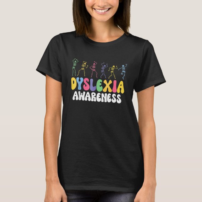 T-shirt Dancing Skeleton Dyslexia Awareness Dyslexia Menta (Devant)