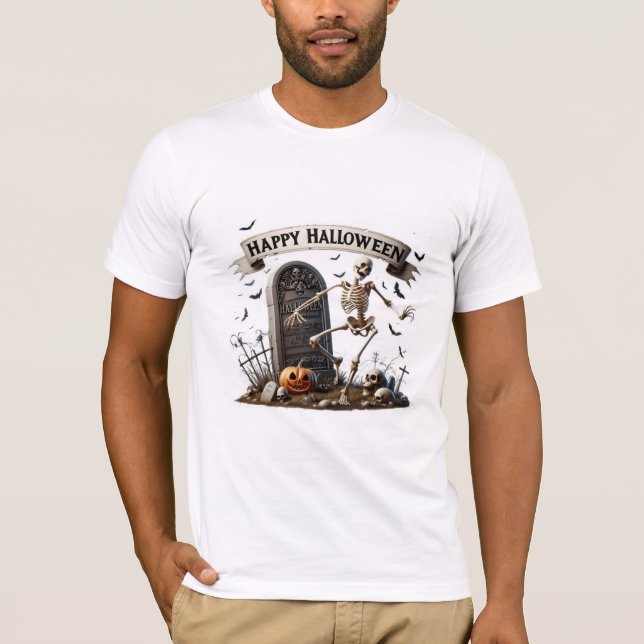T-shirt Dancing Skeleton Halloween Design (Devant)