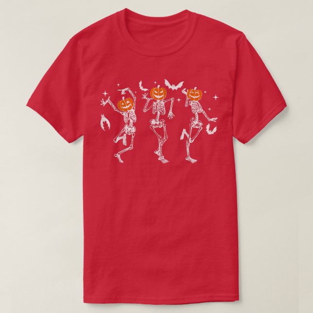T-shirt Dancing Skeleton Halloween Garçons Citrouille effr (Design devant)