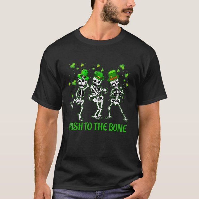 T-shirt Dancing Skeleton St Patrick's Day Shamrock Irish T (Devant)