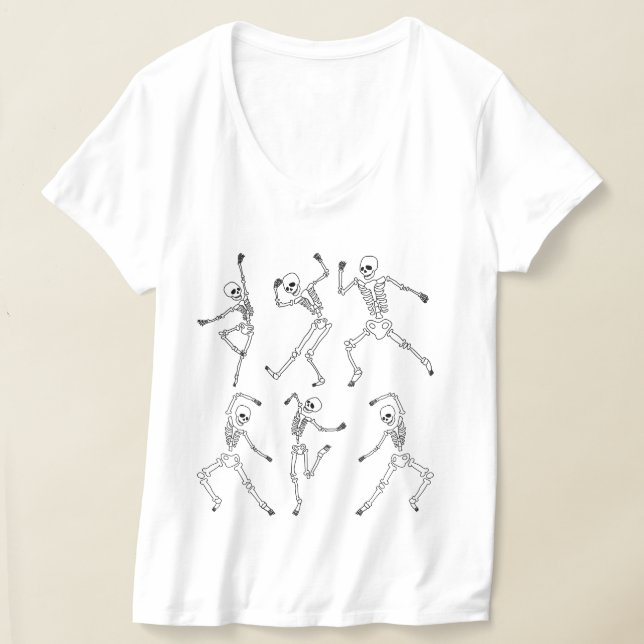 T-shirt Dancing Skeletons Halloween Design avec Citrouille (Poser)