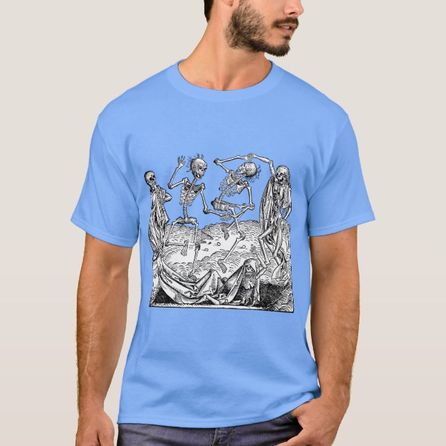 T-shirt Dancing Skeletons Nuremberg Chronicle (Devant)