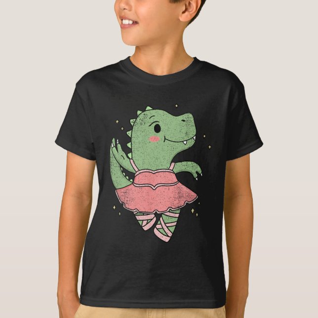 T-shirt Dancing T-rex Dinosaur Llerina For Llet Dancer Vin (Devant)