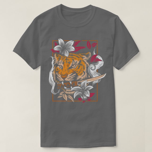 T-shirt Dancing Tiger Japonais Art asiatique inspiré dessi (Design devant)
