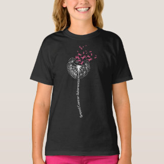 T-shirt Dandelion Breast Cancer Awareness Warrior Pink Rib
