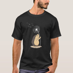 T-shirt Dandelion Flower Print Lucky Charm Hedgehog
