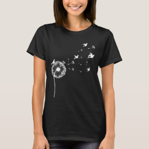 T-shirt Dandelion Flying Seeds Oiseaux Flower été