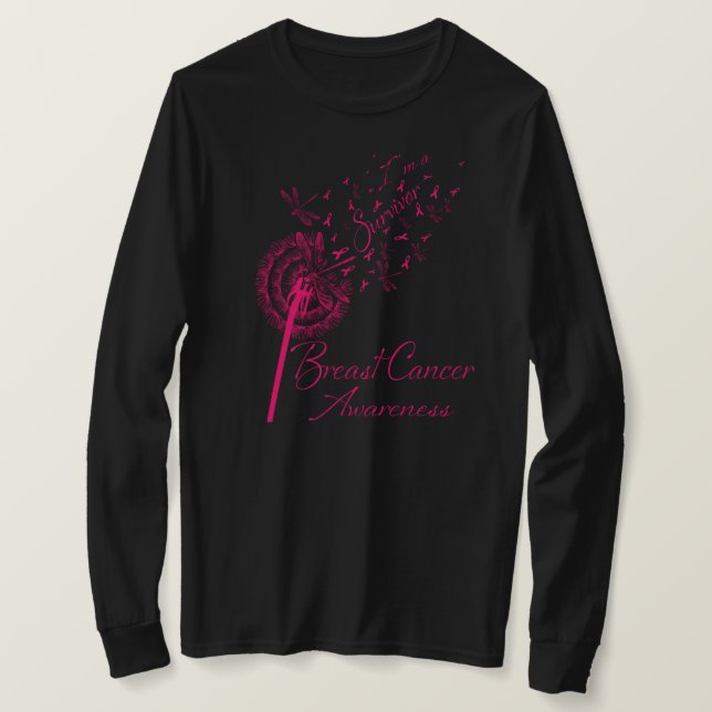 T-shirt Dandelion I'm A Survivor Cancer du sein Sensibilis (Design devant)