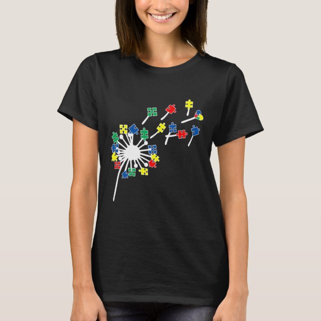 T-shirt Dandelions Puzzle Pièces Sensibilisation sur l'aut (Devant)