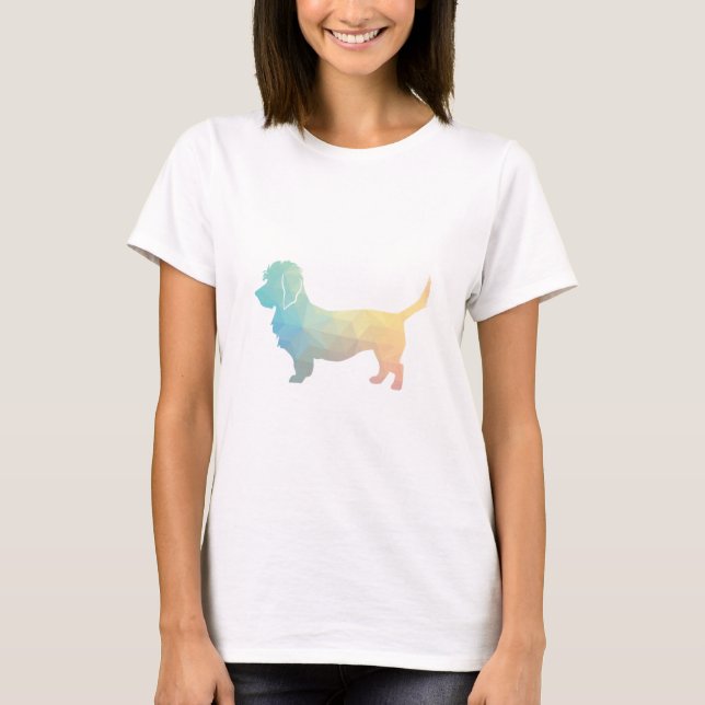 T-shirt Dandie Dinmont Chig Breed Geo Silhouette pastel (Devant)