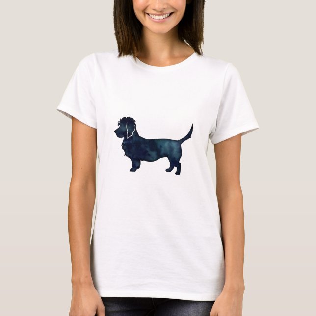 T-shirt Dandie Dinmont race de chiens Aquarelle noire côté (Devant)