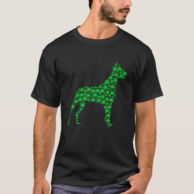 T-shirt Dane Chien Shamrock St.Patrick's Day Chiot Lover (Devant)