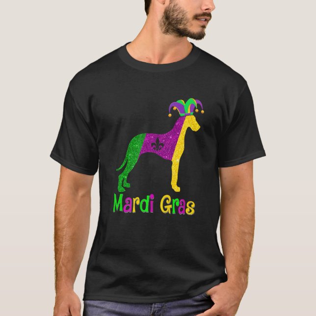 T-shirt Dane Dog Lover Mardi Gras Carnival Jester Premium (Devant)