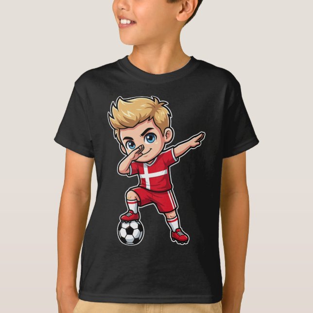 T-shirt Danemark Dab Enfant Objectif Dessin Animé Drapeau  (Devant)