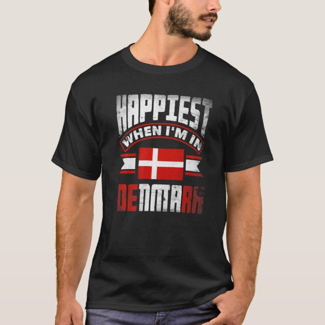T-shirt Danemark Danemark Danemark Drapeau Le Plus Heureux (Devant)