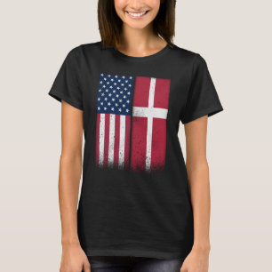 T-shirt Danemark Danemark Drapeaux Danois Américain Fier É