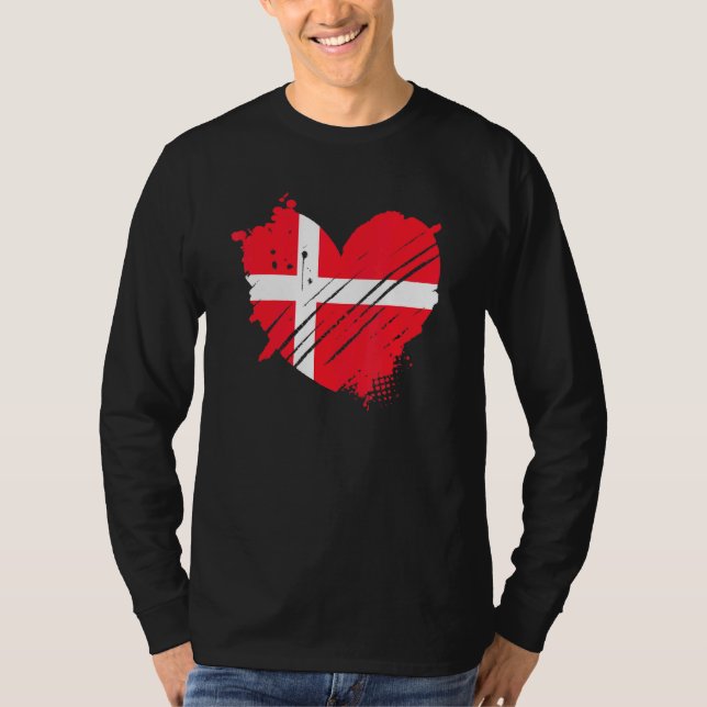 T-shirt Danemark Drapeau I Love Danemark Il Est Dans Mon A (Devant)