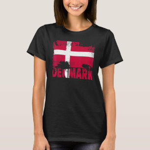 T-shirt Danemark Drapeau Vintage Distorsion Danoise Grunge