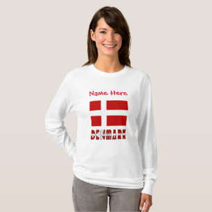 T-shirt Danemark et Danemark Drapeau Rouge Personnalisatio