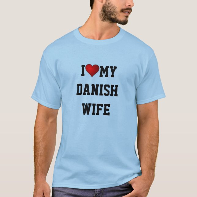 T-SHIRT DANEMARK : J'AIME MA FEMME DANOISE (Devant)