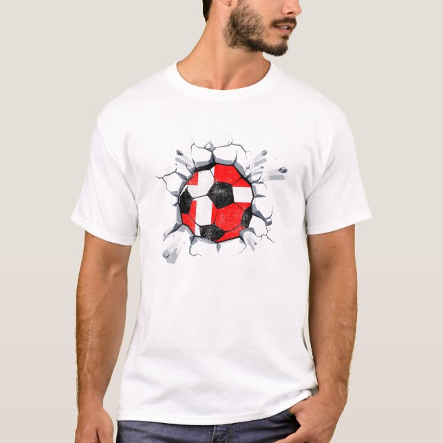 T-shirt Danemark Soccer Supporter Danemark Drapeau 2022 (Devant)