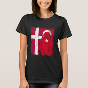 T-shirt Danemark Turquie Demi Drapeau Turkiye Danois Turc