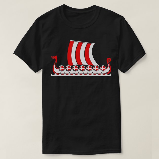 T-shirt Danemark Viking Ship Cadeau Drapeau Danois Dragon  (Design devant)
