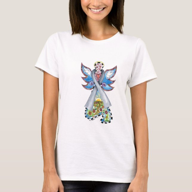 T-shirt d'ange de ruban de cancer du cerveau (Devant)