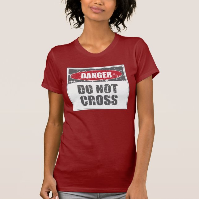 T-shirt Danger - Ne pas traverser gris (Devant)