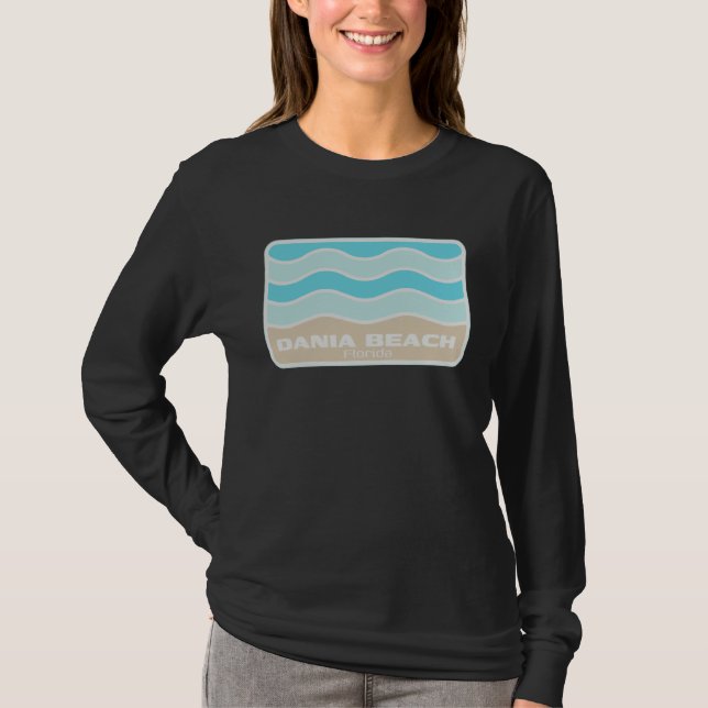 T-shirt Dania Beach Florida Retro FL Waves Beach Souvenir (Devant)