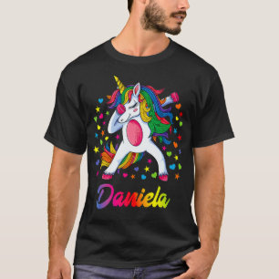 T-shirt Daniela Dabbing Unicorn Rainbow Nom personnalisé