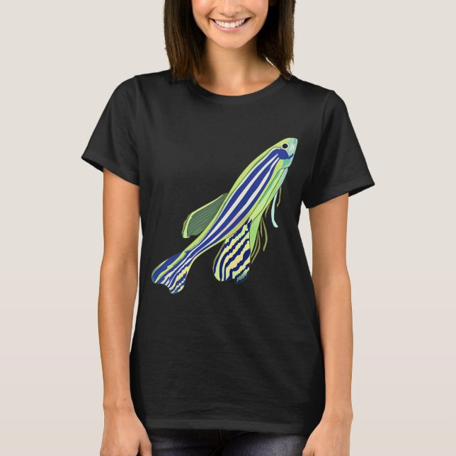 T-shirt Danio rerio lime Poisson zèbre (Devant)