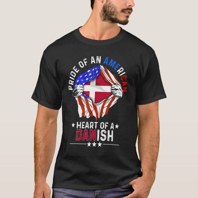 T-shirt Danish American America Pride Foreign Country Denm (Devant)