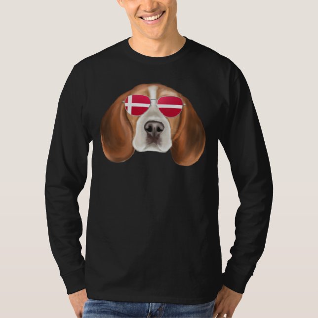 T-shirt Danish Flag Beagle Dog Denmark Pocket (Devant)