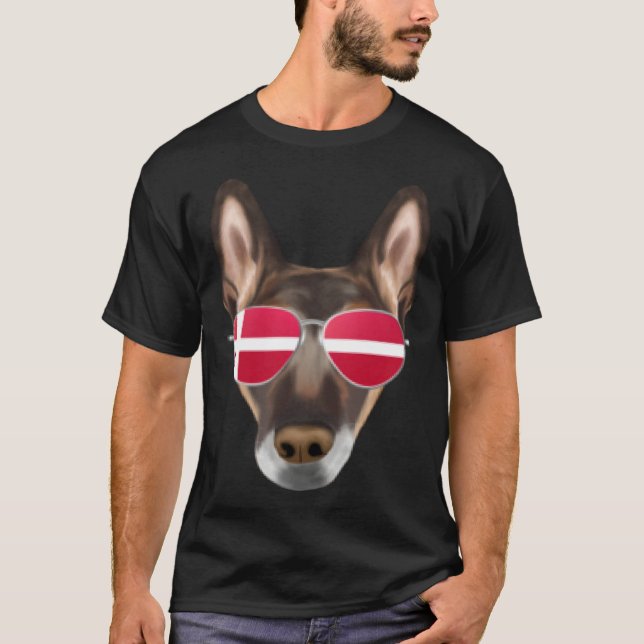T-shirt Danish Flag Belgian Malinoi Dog Denmark Pocket (Devant)