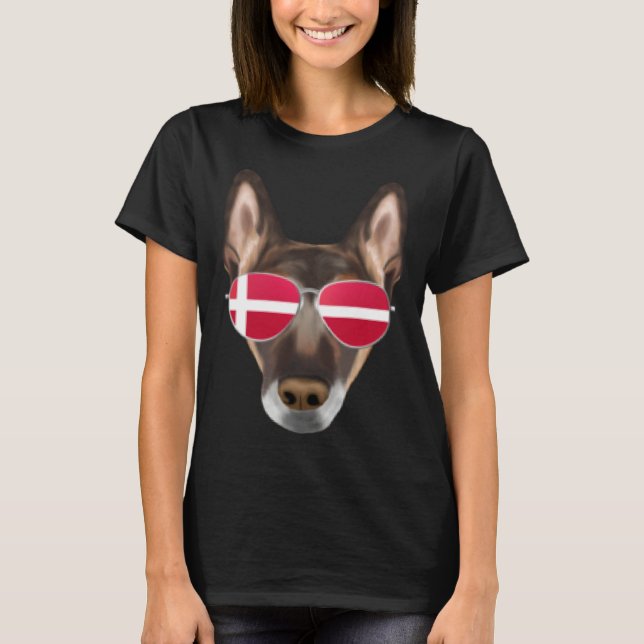 T-shirt Danish Flag Belgian Malinoi Dog Denmark Pocket (Devant)