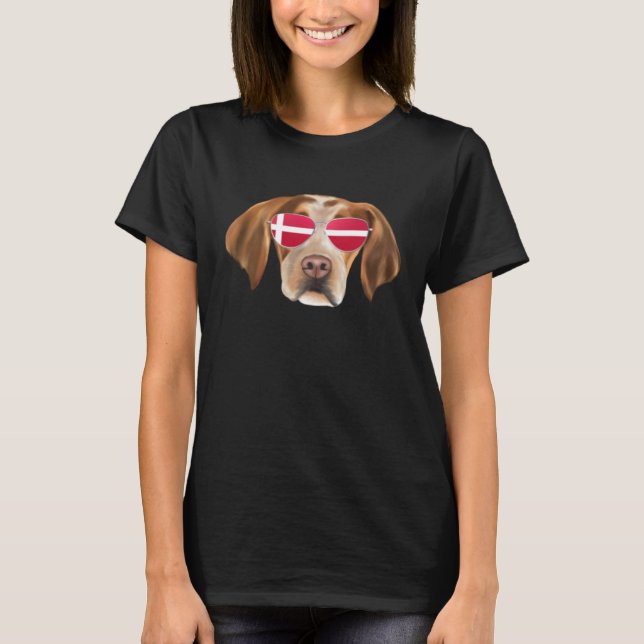 T-shirt Danish Flag Brittany Dog Denmark Pocket (Devant)