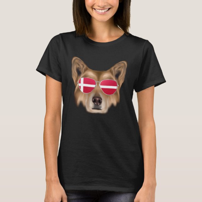 T-shirt Danish Flag Chinese Crested Dog Denmark Pocket (Devant)