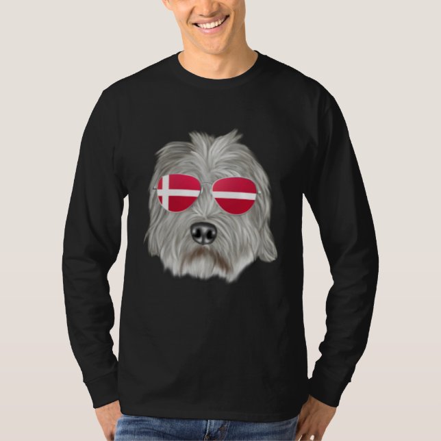 T-shirt Danish Flag Dandie Dinmont Terrier Dog Denmark Poc (Devant)