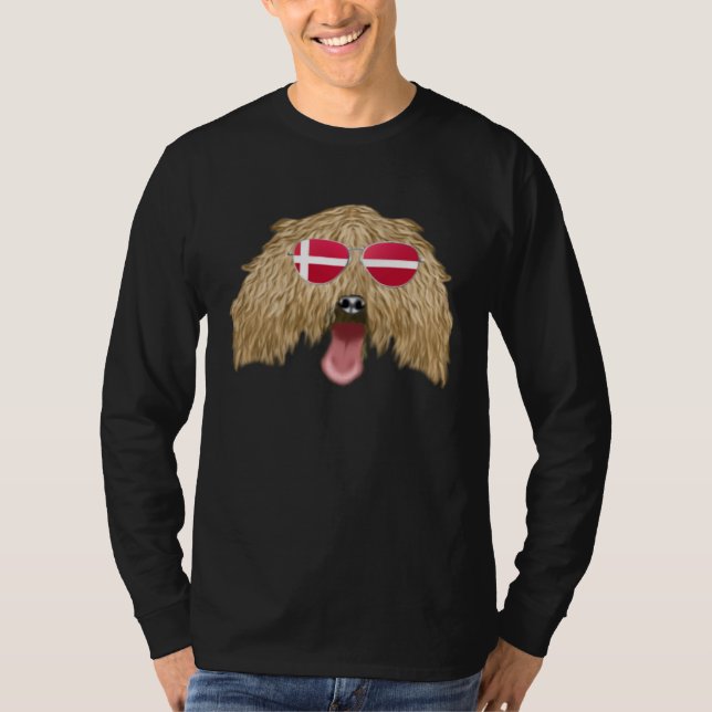 T-shirt Danish Flag Italian Greyhound Dog Denmark Pocket (Devant)