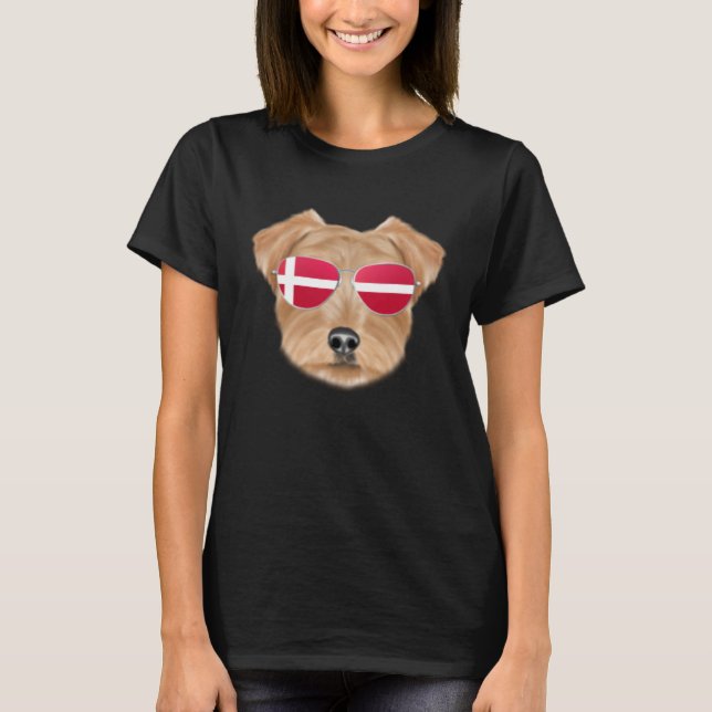 T-shirt Danish Flag Norfolk Terrier Dog Denmark Pocket (Devant)