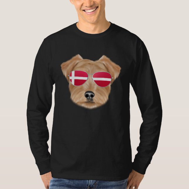 T-shirt Danish Flag Norfolk Terrier Dog Denmark Pocket (Devant)