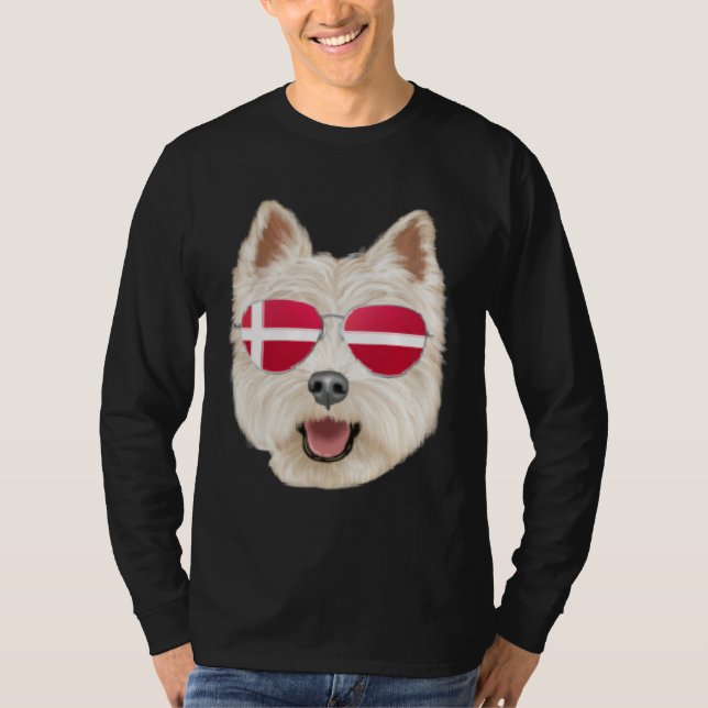 T-shirt Danish Flag West Highland White Terrier Dog Denmar (Devant)