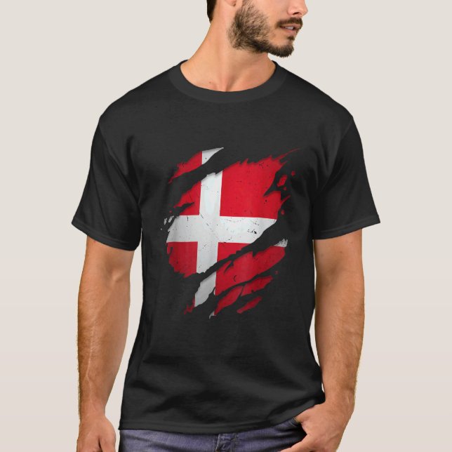 T-shirt Danmark Torn a arraché le drapeau danois (Devant)