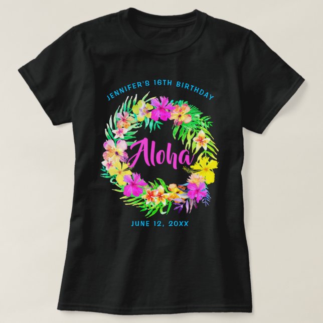 T-shirt d'anniversaire Aloha Tropical Hawaiian Lua (Design devant)