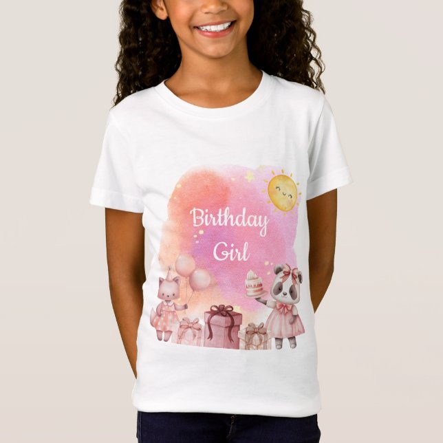 T-Shirt d'anniversaire aux animaux pastel doux  (Devant)