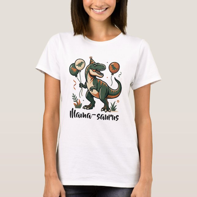 T-Shirt d'anniversaire de dinosaure Mama-saurus (Devant)
